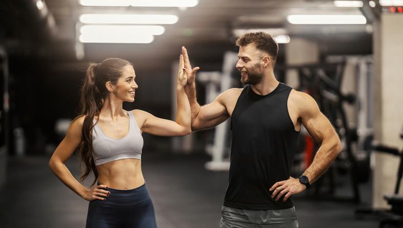 Fit,Muscular,Sportspeople,In,Shape,Giving,High,Five,To,Each