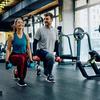 Happy,Athletic,Couple,Having,Weight,Training,In,Lunge,Position,At