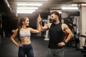 Fit,Muscular,Sportspeople,In,Shape,Giving,High,Five,To,Each